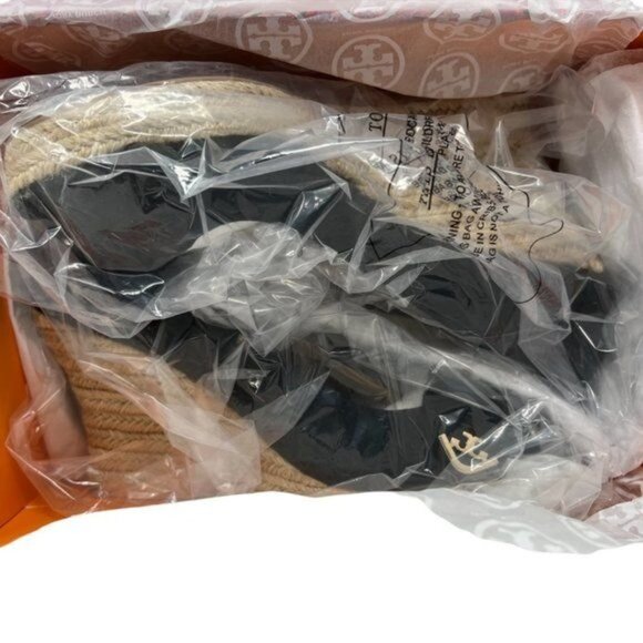 Tory Burch Black Platform Espadrille Wedges 11M NEW - Picture 7 of 8